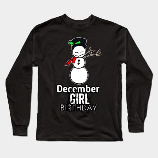 December Birthday Girl - Snowman Dab Long Sleeve T-Shirt